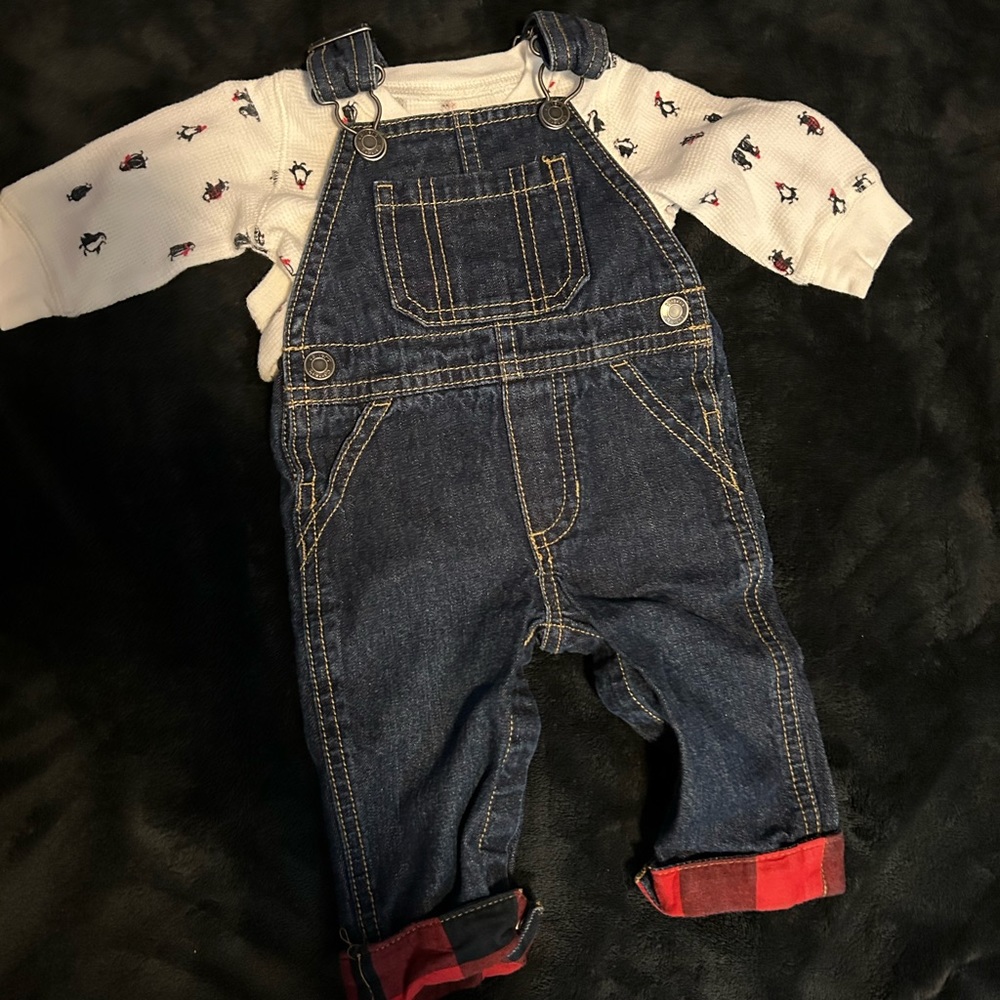 Baby boy 3 mo Christmas overall outfit